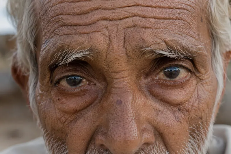 Close view of a patient looking forward after eye care